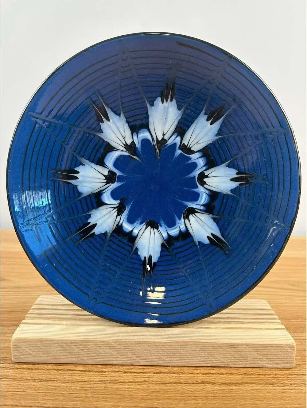 Herman A Kahler 1846-1917 Danish Art Deco Pottery Blue Plate Signed Danmark
